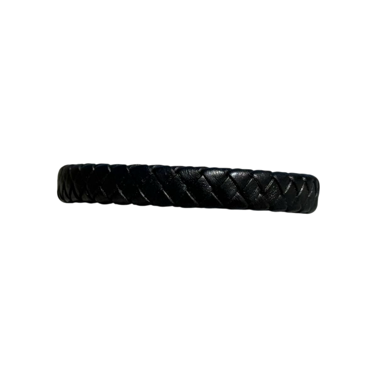 Pulsera de cuero trenzada negro ajustable