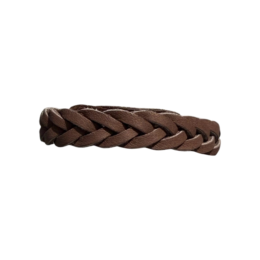 Pulsera de cuero marrón chocolate con 2 broches