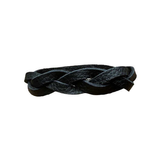 Pulsera de cuero de 3 tiras trenzada negra
